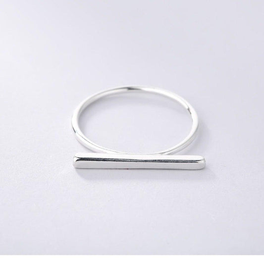 Minimalist 925 Sterling Silver Simple Bar Ring