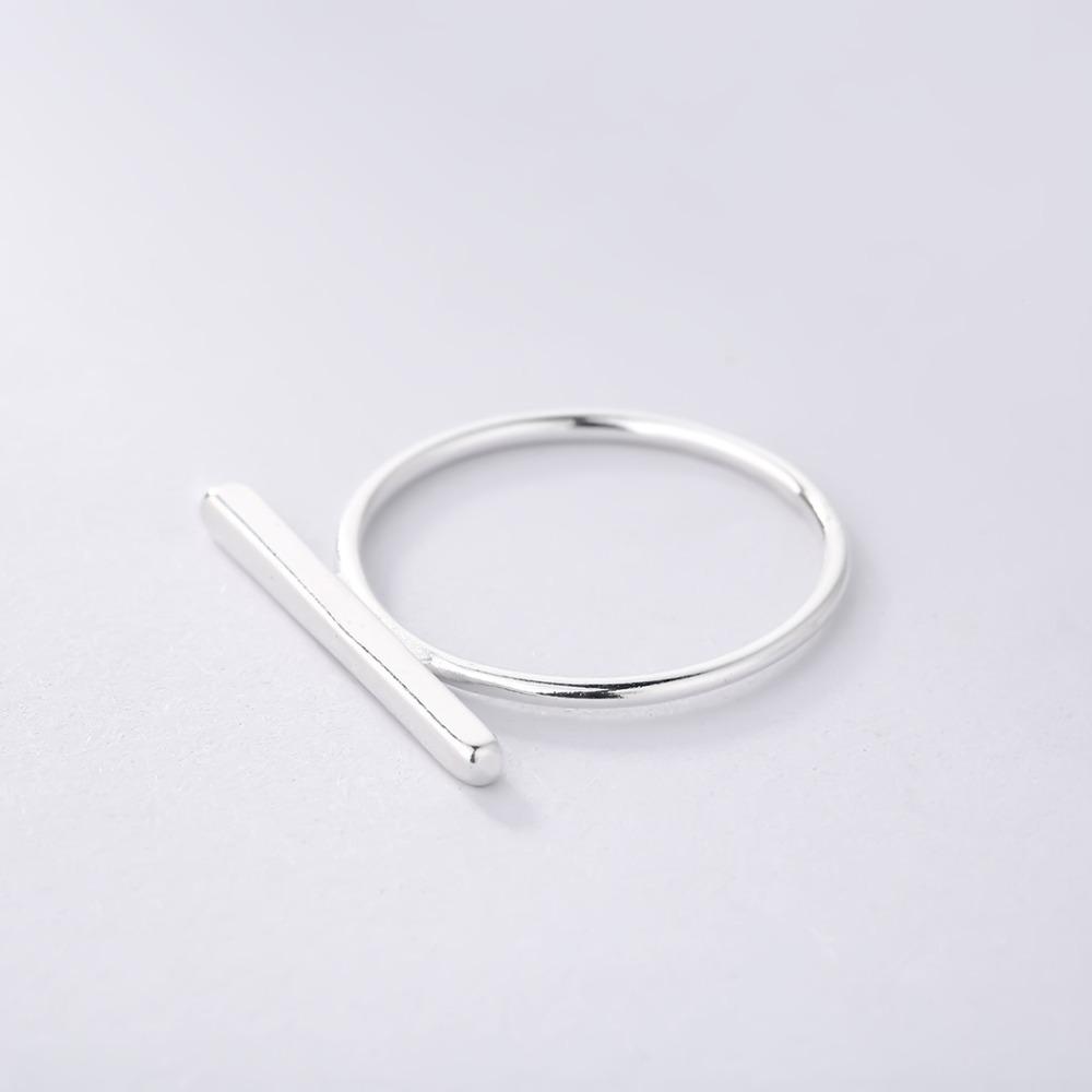 Minimalist 925 Sterling Silver Simple Bar Ring
