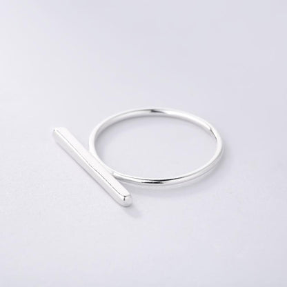 Minimalist 925 Sterling Silver Simple Bar Ring