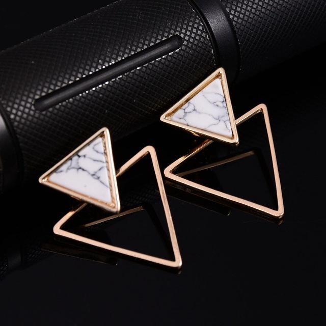 Geometric Marble Stone Earrings Women