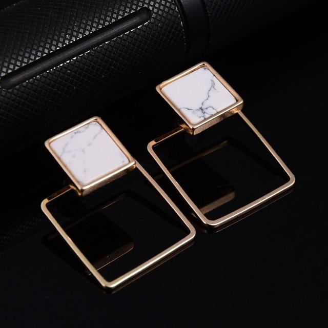 Boucles d'oreilles géométriques en pierre de marbre pour femmes