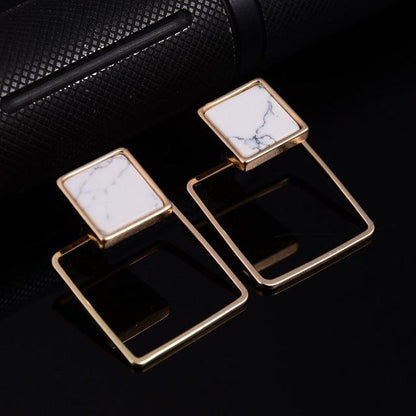 Boucles d'oreilles géométriques en pierre de marbre pour femmes