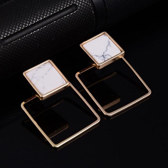 Geometric Marble Stone Earrings Women