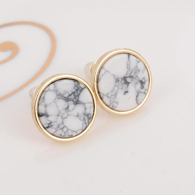 Boucles d'oreilles géométriques en pierre de marbre pour femmes