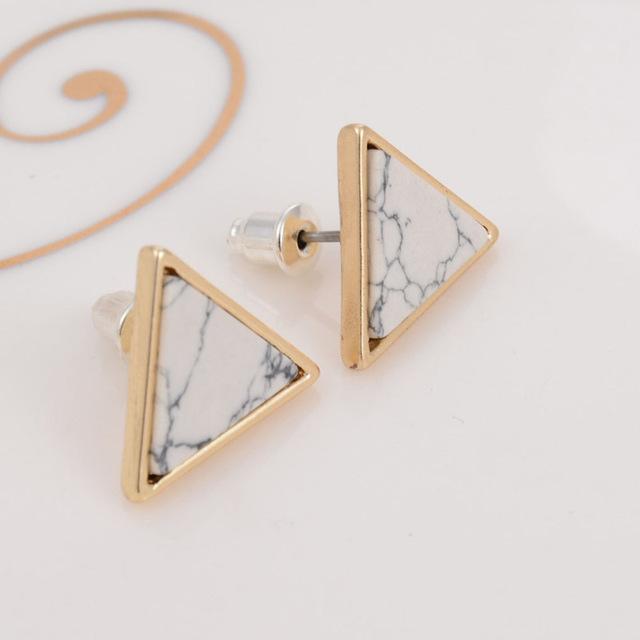 Boucles d'oreilles géométriques en pierre de marbre pour femmes