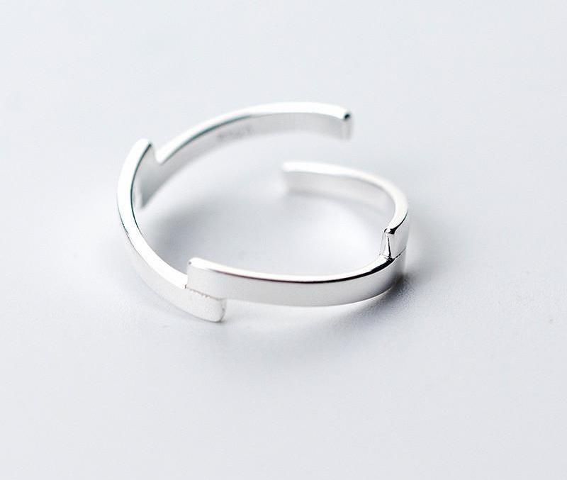 Bague ouverte géométrique simple en argent sterling 925