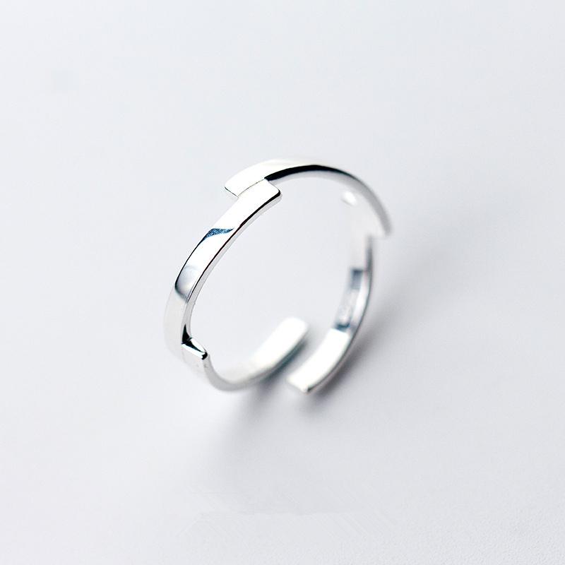 Bague ouverte géométrique simple en argent sterling 925