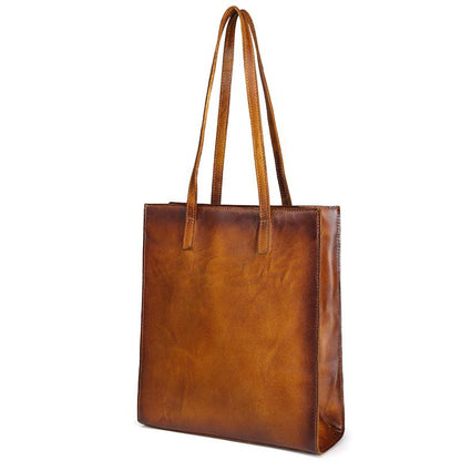 Sac fourre-tout en cuir véritable vieilli