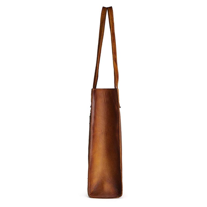 Sac fourre-tout en cuir véritable vieilli