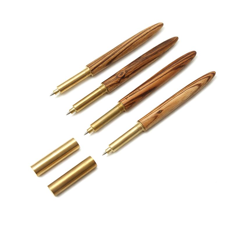 Stylo de recharge en laiton et bois massif fabriqué à la main