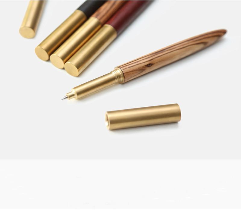 Stylo de recharge en laiton et bois massif fabriqué à la main