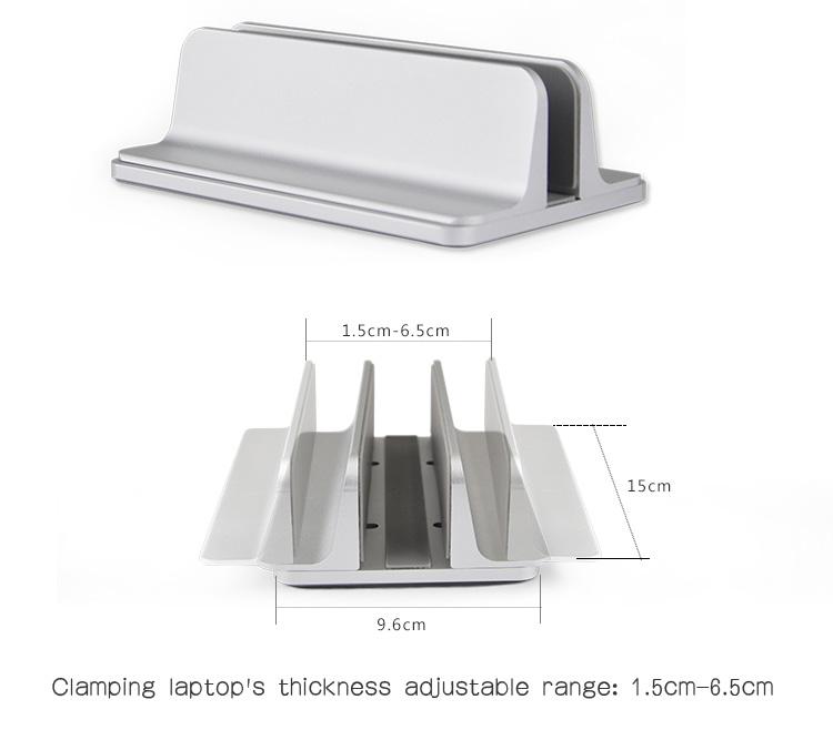 Support vertical pour ordinateur portable en aluminium à épaisseur réglable