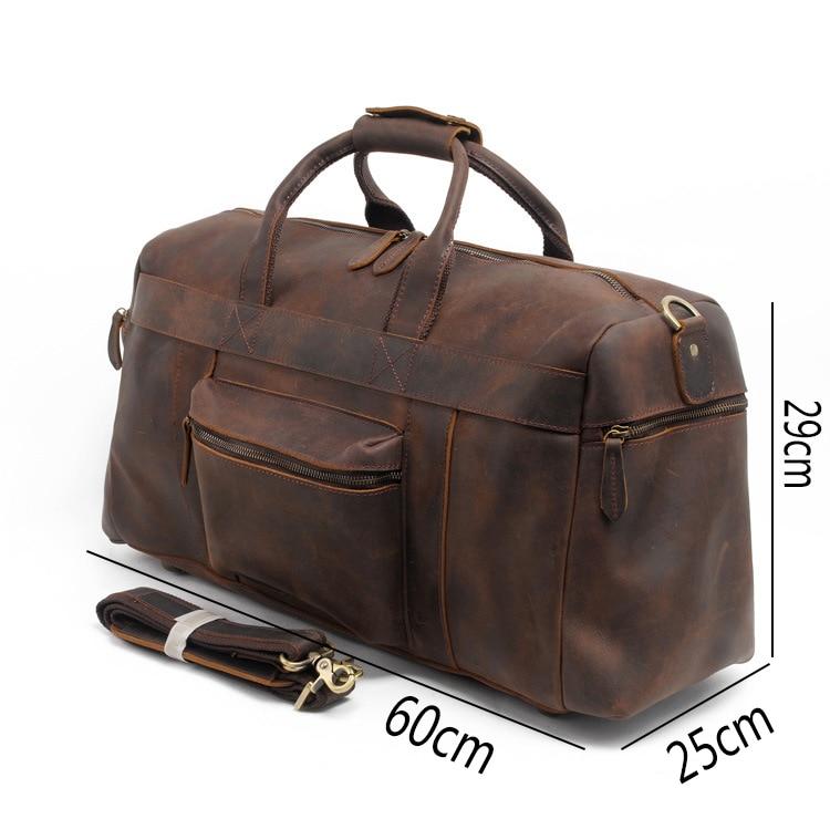 Crazy Horse Genuine Leather Weekend Travel Bag | Leather Weekend Duffel Bag