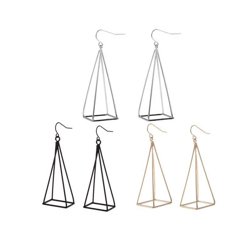 Geometric Pyramid Pendant Earrings