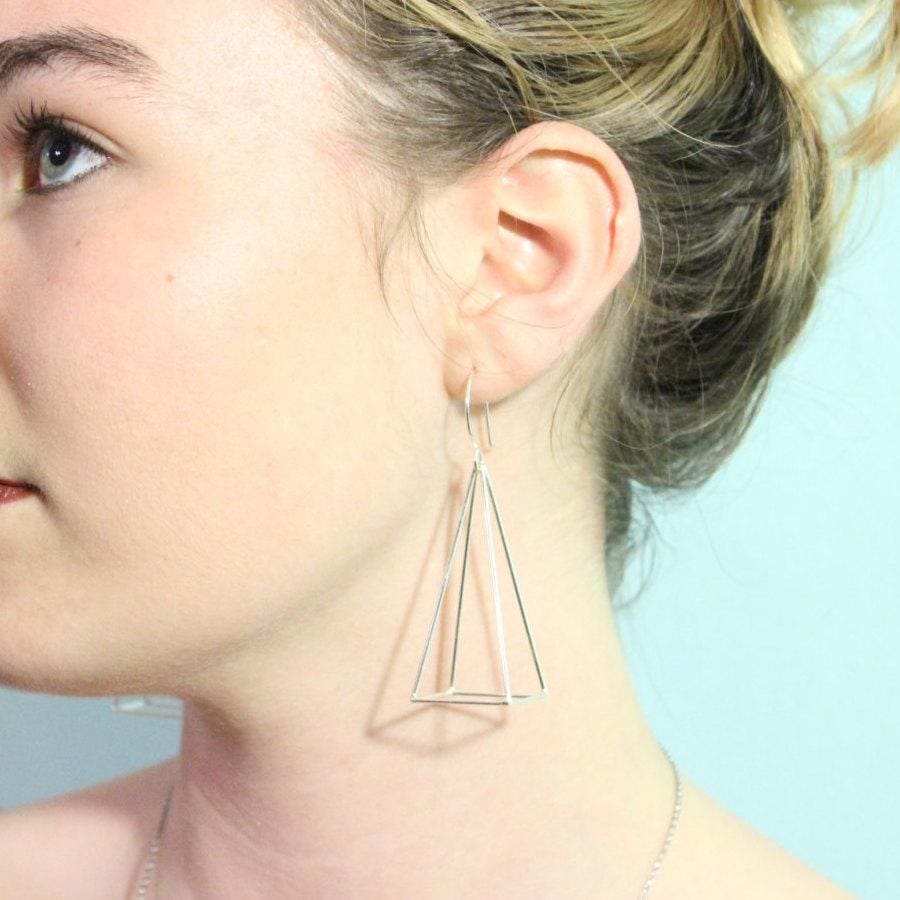 Geometric Pyramid Pendant Earrings