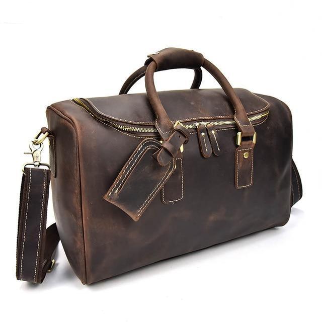 Genuine Leather Overnight Tote Travel Bag