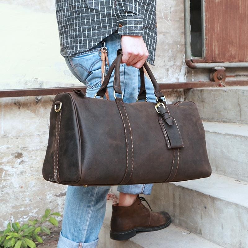 Minimalist Genuine Leather Travel Duffel | Leather Travel Bag