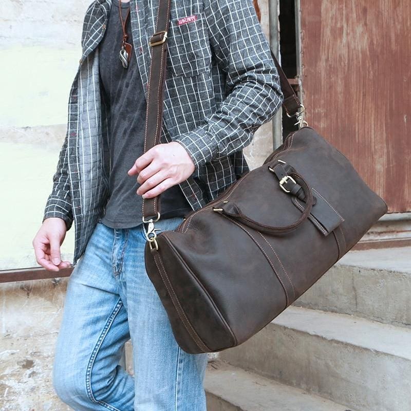 Minimalist Genuine Leather Travel Duffel | Leather Travel Bag