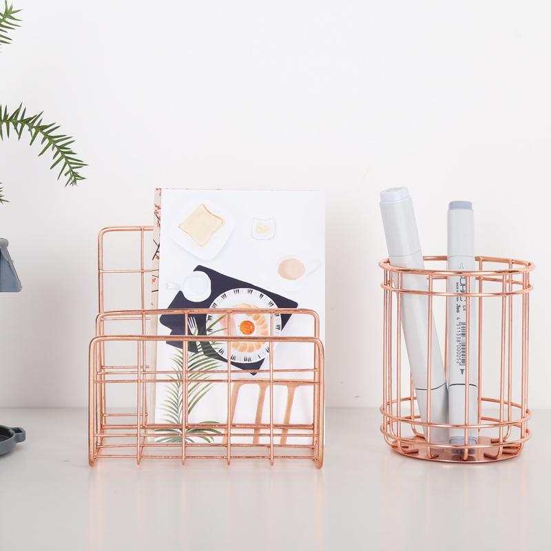 The Nordic Rose Gold Stainless Steel Desk Organizers