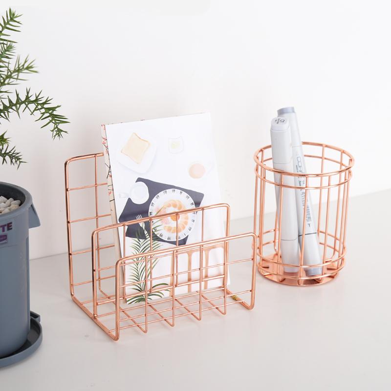 The Nordic Rose Gold Stainless Steel Desk Organizers