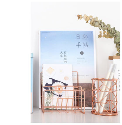 The Nordic Rose Gold Stainless Steel Desk Organizers
