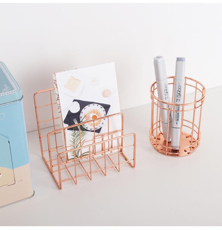 The Nordic Rose Gold Stainless Steel Desk Organizers