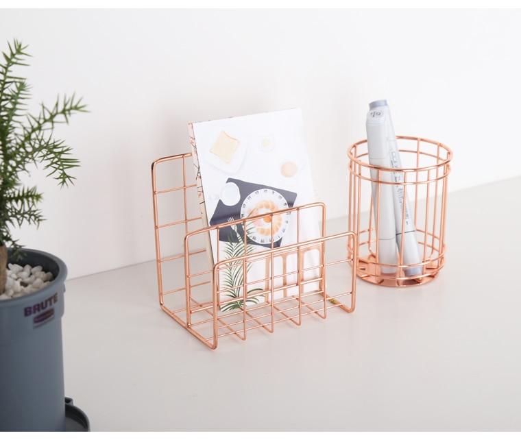 The Nordic Rose Gold Stainless Steel Desk Organizers