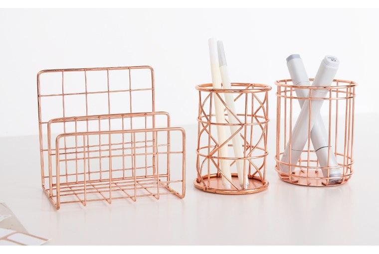 The Nordic Rose Gold Stainless Steel Desk Organizers