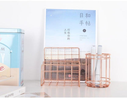 The Nordic Rose Gold Stainless Steel Desk Organizers
