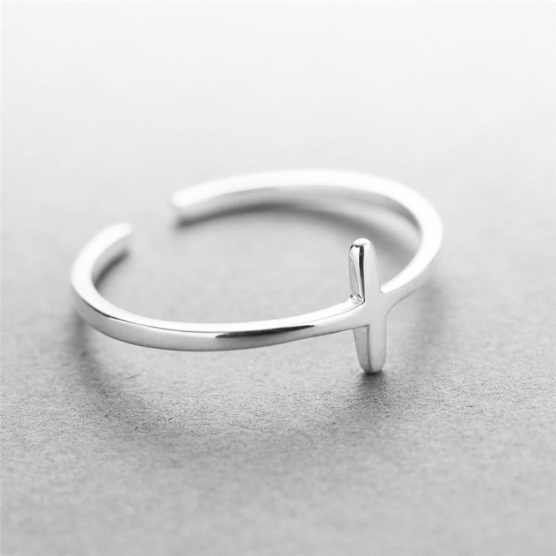 Bague croix minimaliste en argent sterling 925