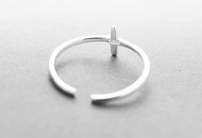 Bague croix minimaliste en argent sterling 925