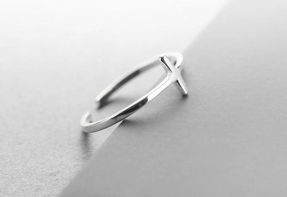 Bague croix minimaliste en argent sterling 925