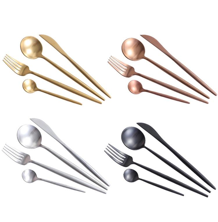 Ensemble de couverts minimalistes en acier inoxydable or rose, 24 pièces