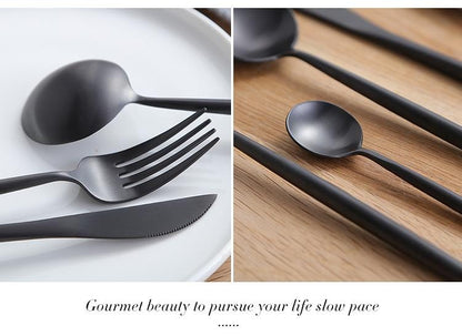 Ensemble de couverts minimalistes en acier inoxydable or rose, 24 pièces