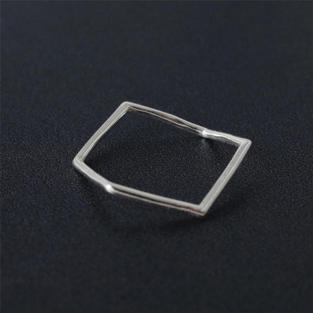 925 Sterling Silver Irregular Geometric Hexagon Minimalist Ring