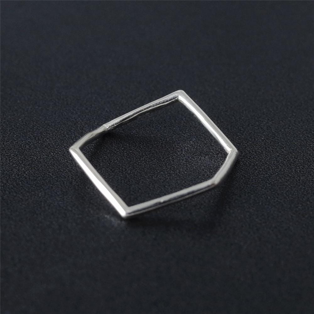 925 Sterling Silver Irregular Geometric Hexagon Minimalist Ring