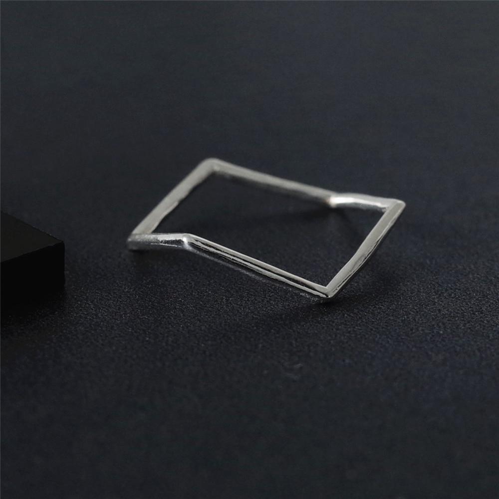 925 Sterling Silver Irregular Geometric Hexagon Minimalist Ring