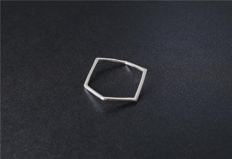 925 Sterling Silver Irregular Geometric Hexagon Minimalist Ring