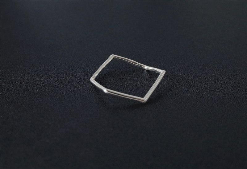 925 Sterling Silver Irregular Geometric Hexagon Minimalist Ring