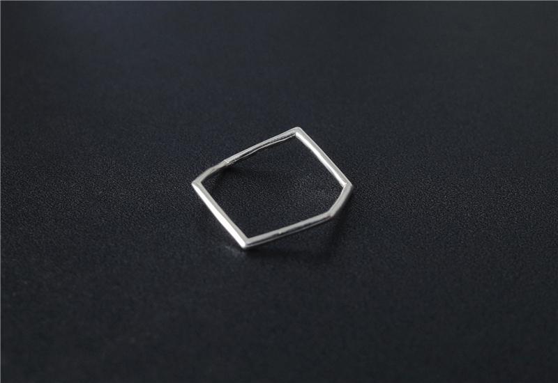 925 Sterling Silver Irregular Geometric Hexagon Minimalist Ring