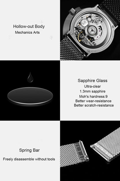 Montre mécanique minimaliste creuse iF Design Gold Award