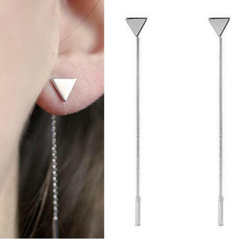 Boucles d'oreilles pendantes minimalistes modernes en forme de triangle et de tige