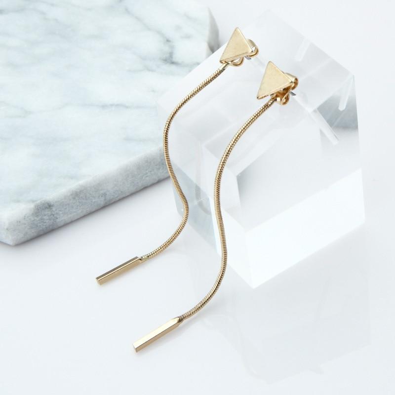 Boucles d'oreilles pendantes minimalistes modernes en forme de triangle et de tige