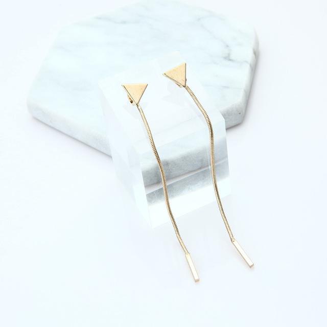 Boucles d'oreilles pendantes minimalistes modernes en forme de triangle et de tige