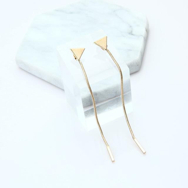 Minimalist Modern Triangle and Rod Dangle Earrings