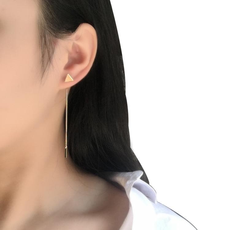 Boucles d'oreilles pendantes minimalistes modernes en forme de triangle et de tige