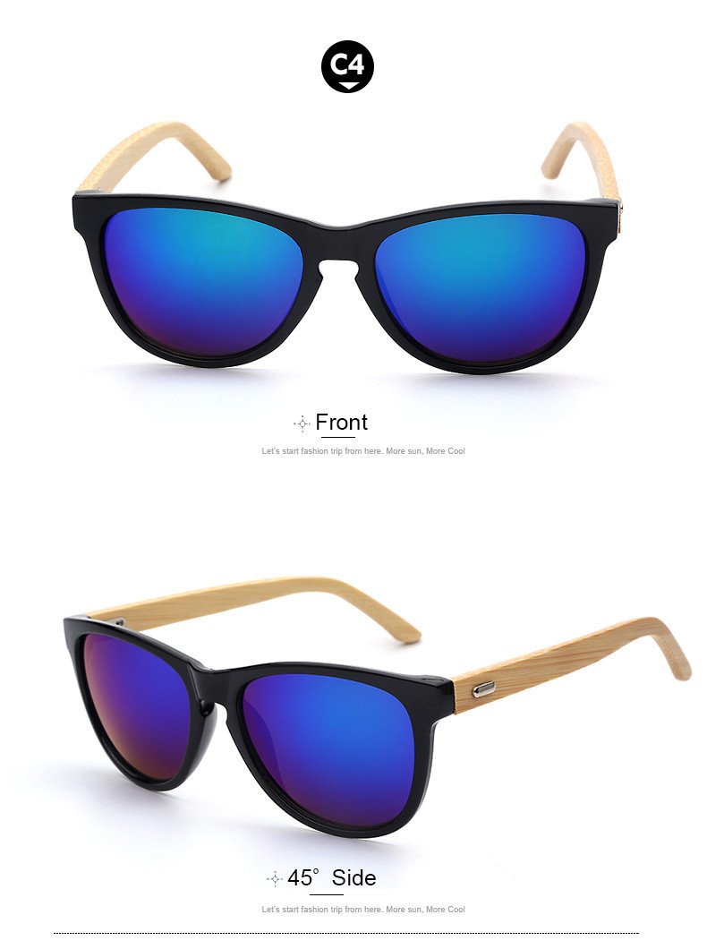 Oval Shape Bamboo Sunglasses