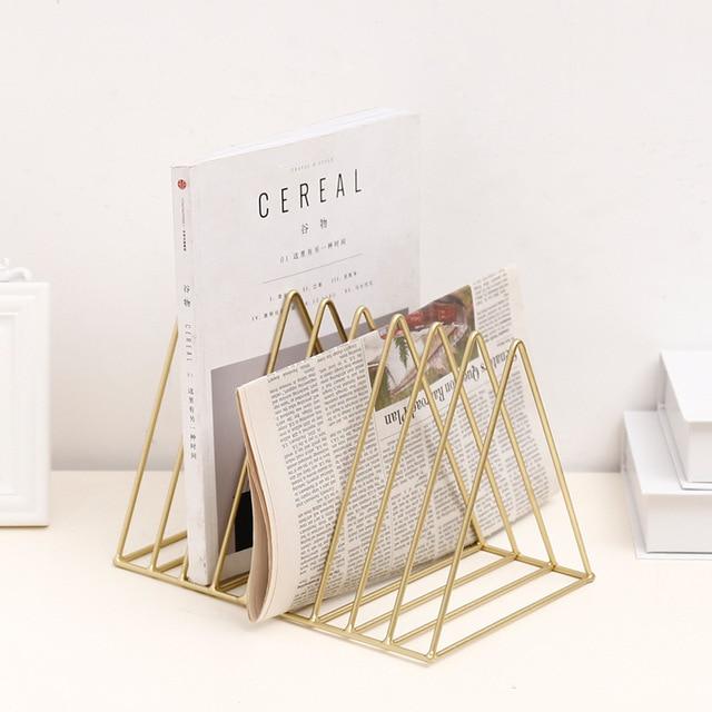 Nordic Style Geometric Rose Gold Minimalist Book Shelf