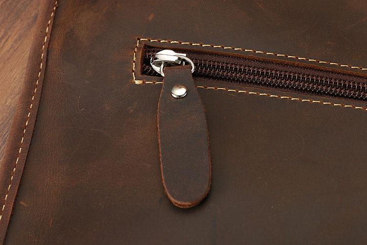 Sac de travail portefeuille de données Crazy Horse en cuir véritable pour homme, porte-documents à bandoulière simple, mallette d'affaires, trousse de documents fine