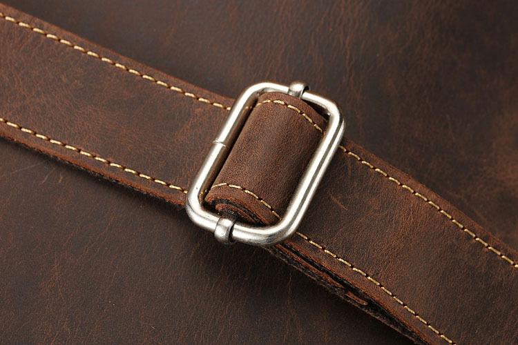 Sac de travail portefeuille de données Crazy Horse en cuir véritable pour homme, porte-documents à bandoulière simple, mallette d'affaires, trousse de documents fine